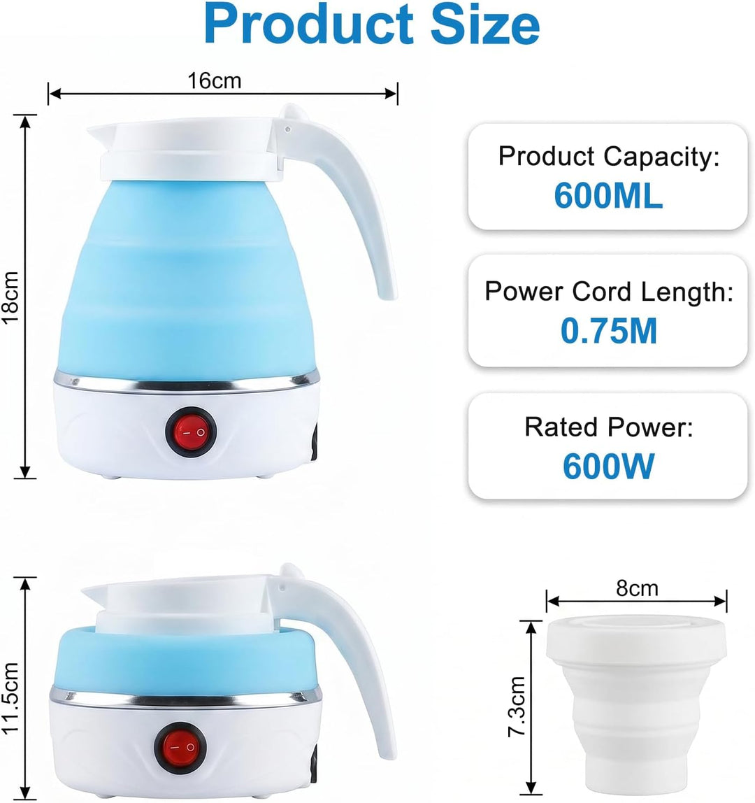 Faltbarer Wasserkessel, 600ml Wasserkocher Faltbarer, Camping Wasserkocher Wasserkessel Tragbarer Mi