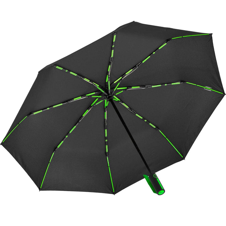 iX-brella Big Fiberglas Taschenschirm 104cm mit farbigen Doppel-Speichen - schwarz-grün, Schwarz-grü