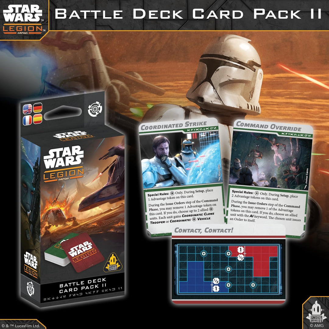 Asmodee, Star Wars: Legion – Battle Deck Card Pack II (Gefechtskarten-Set II), DE-Version, Tabletop-