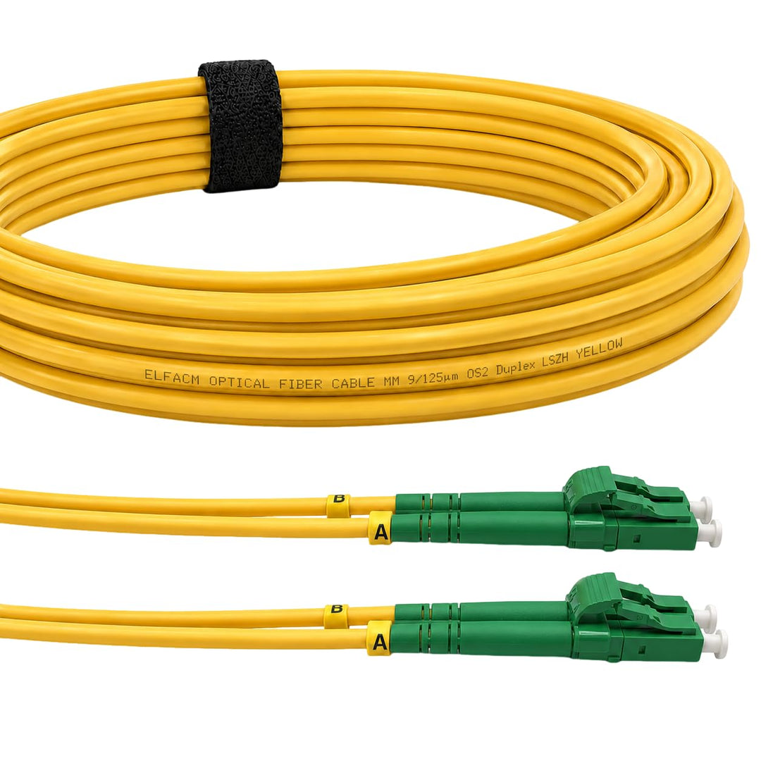 Elfcam® - LWL Glasfaser-Kabel LC/APC auf LC/APC Stecker, Duplex Singlemode 9/125μm OS2 Patchkabel (2