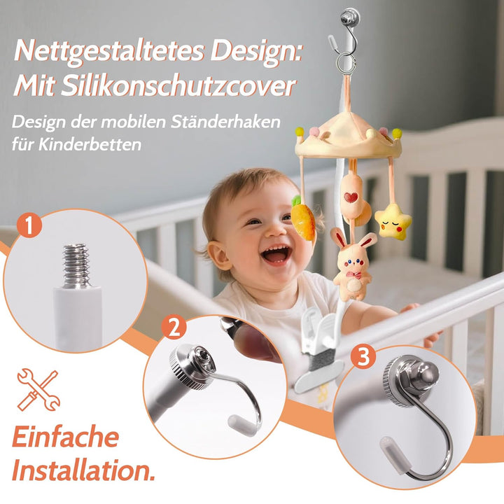 Mobile Halterung für Babybett Wickeltisch, 68cm Flexibel Klammerhalter Kinderzimmer-Dekoration, Univ