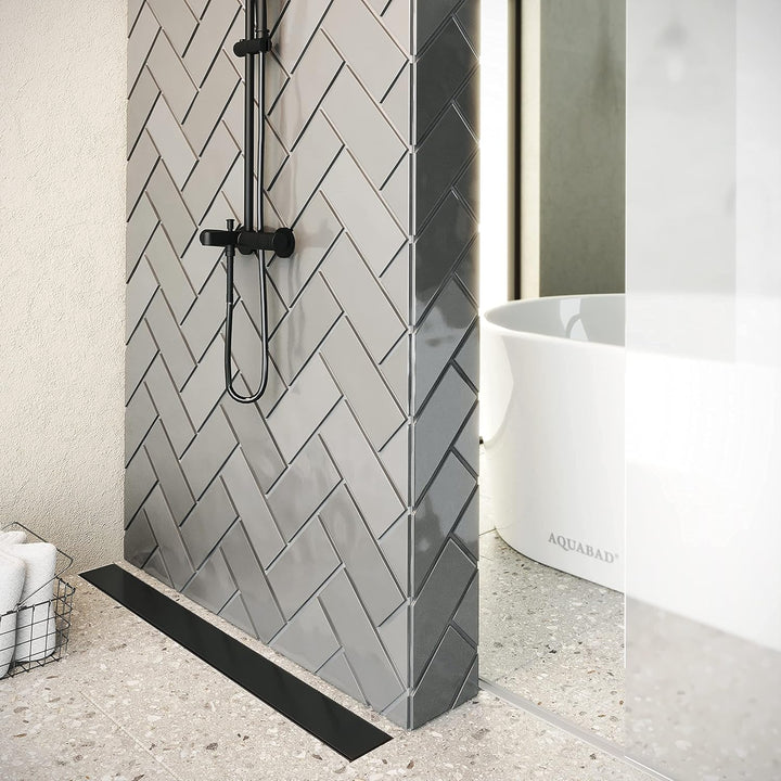 Abdeckung für Duschrinne AQUABAD® SDS Schwarz Matt (Rost einzeln!) / Länge: 80 cm, aus Edelstahl/Des