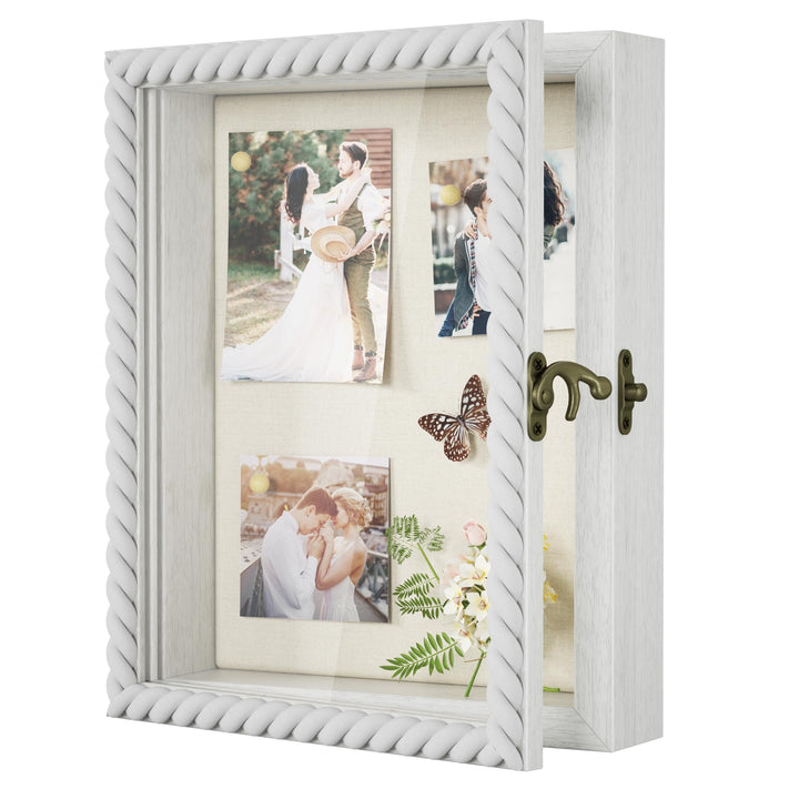 Alsonerbay 3D-Bilderrahmen 20x25cm, Objektrahmen mit Schattenbox und Glasscheibe für Hochzeit, Taufe