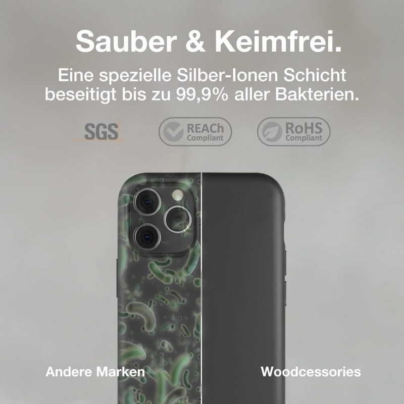 Woodcessories - Antibakterielle Bio Hülle kompatibel mit iPhone 11 Pro Hülle schwarz - Plastikfrei,