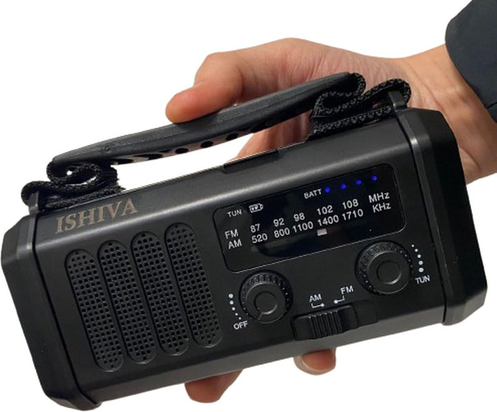 Ishiva 10000mAh Notfall Solarradio, Handkurbel und Batteriebetrieb, AM/FM tragbares wiederaufladbare