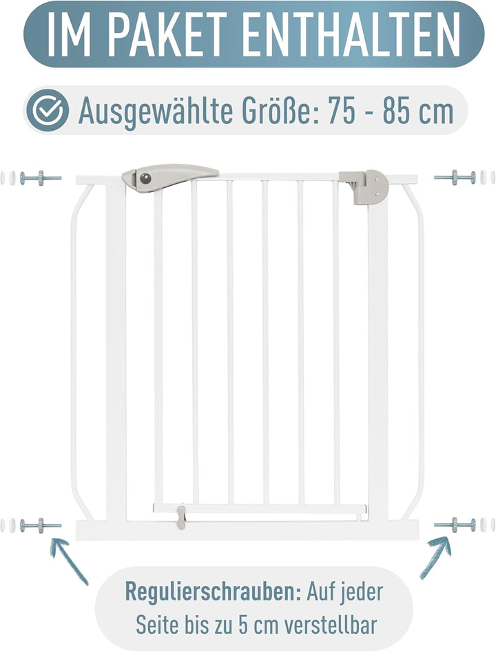 ib style® Berrin ! PREISSIEGER ! Treppengitter 58-175 cm | Ohne Bohren |Auto-Close| 90° Stop | Einha