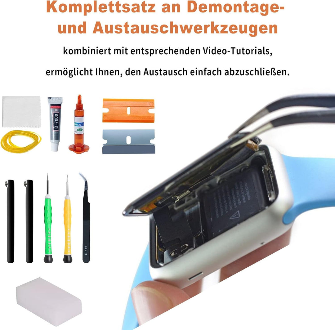 Tseriact Kompatibel mit Apple Watch Glas Ersatz &amp; Serie 7 41 mm Bildschirm äussere Glas Beschädigt E