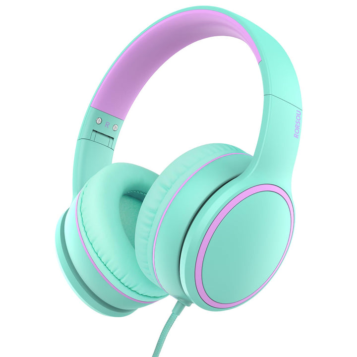 RORSOU R10 Over-Ear Kopfhörer mit Mikrofon, Leichtgewichtige klappbare Stereo-Bass-Headset mit 1,5 m