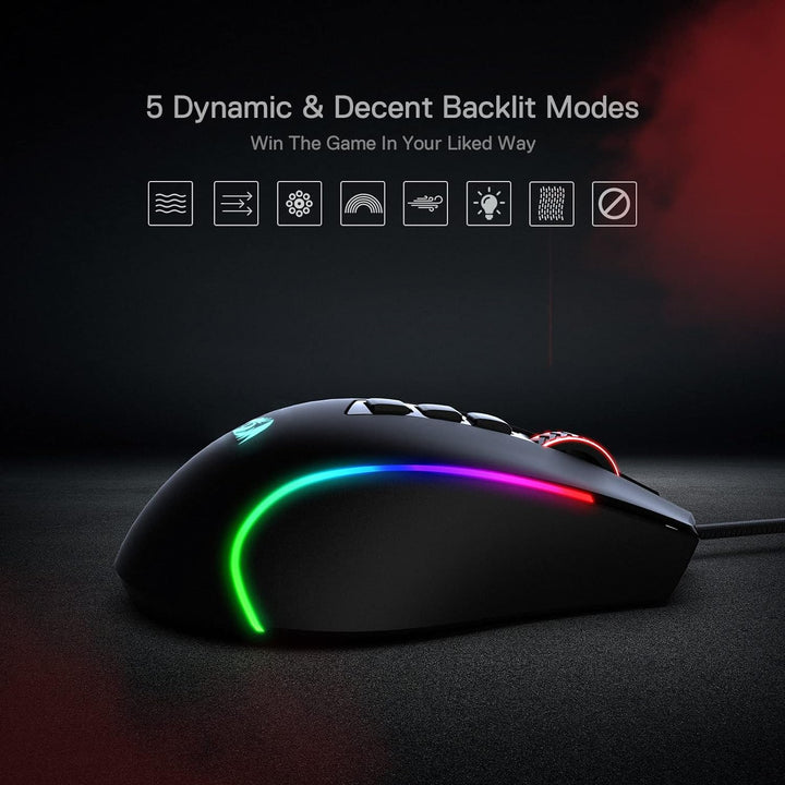 Redragon M612 Predator RGB Gaming Maus, 8000 DPI kabelgebundene optische Gamer-Maus mit 11 programmi