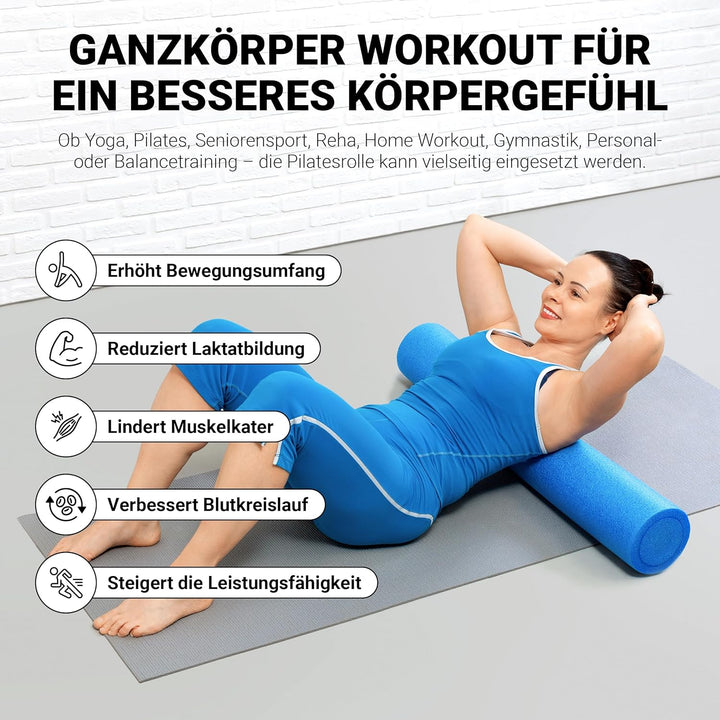 Yoga Rolle Premium | Pilates Rolle - 45 x 15 cm oder 90 x 15 cm - Faszienrolle (Blau, 45 x 15 cm) Bl