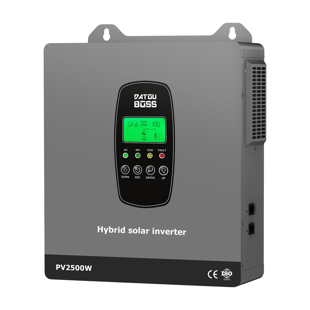 DATOUBOSS 1800W Hybrid Solar Wechselrichter 12V Reiner Sinus, 12V DC auf 220V/230V AC mit MPPT Solar