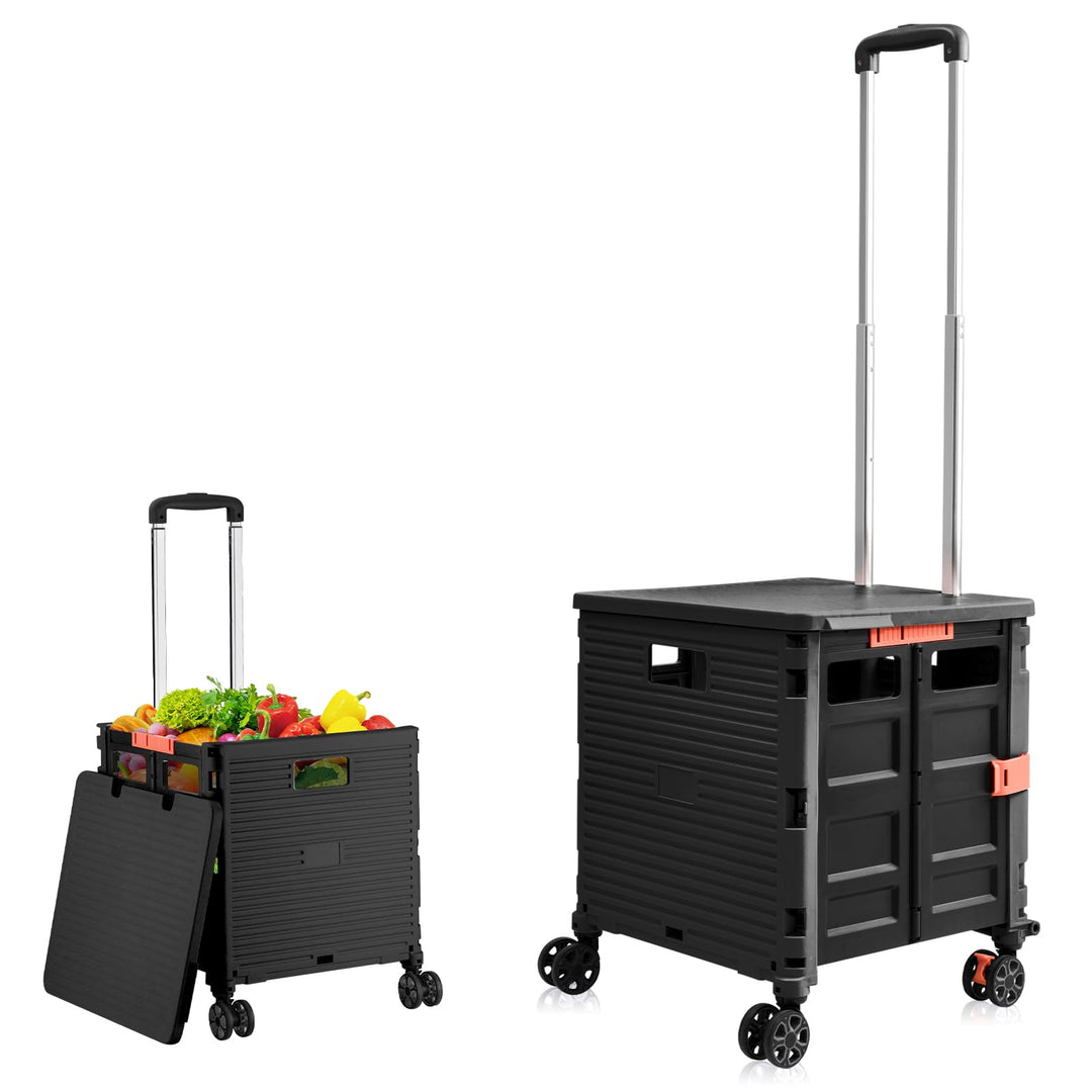 Einkaufstrolley Klappbar Transport Trolley bis 80KG Einkaufswagen Trolley mit Deckel und Teleskop Gr