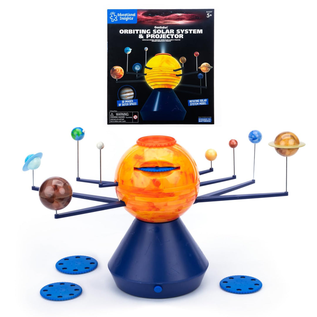Learning Resources GeoSafari Orbitierendes Sonnensystem & Projektor mit 32 Weltraum‑Bildern – Planet