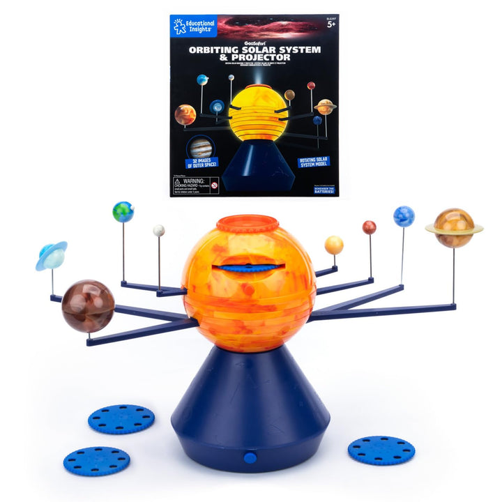 Learning Resources GeoSafari Orbitierendes Sonnensystem & Projektor mit 32 Weltraum‑Bildern – Planet