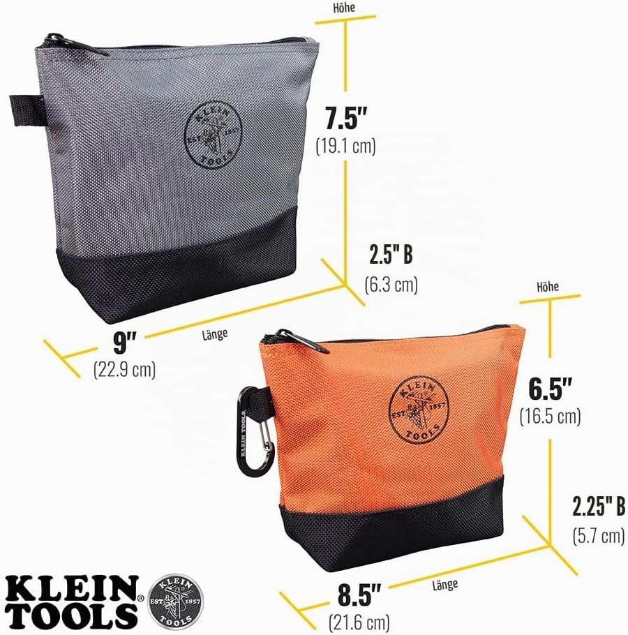 Utility-Tasche, reissverschluss-Werkzeugtaschen in marrone, nero, grigio, rosso, 31,8 cm tela, 2 Tas