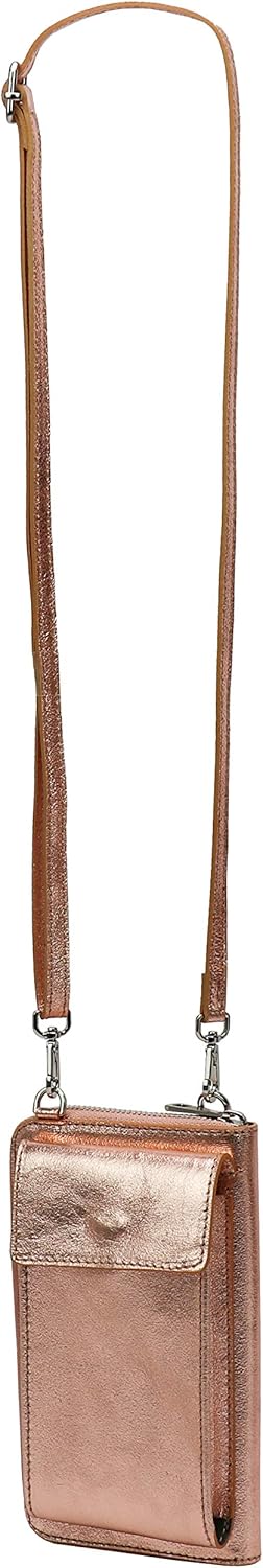 SH Leder Damen Handytasche Umhängetasche Geldbörse Multifunktion Beutel aus Echtleder Verstellbar Sc