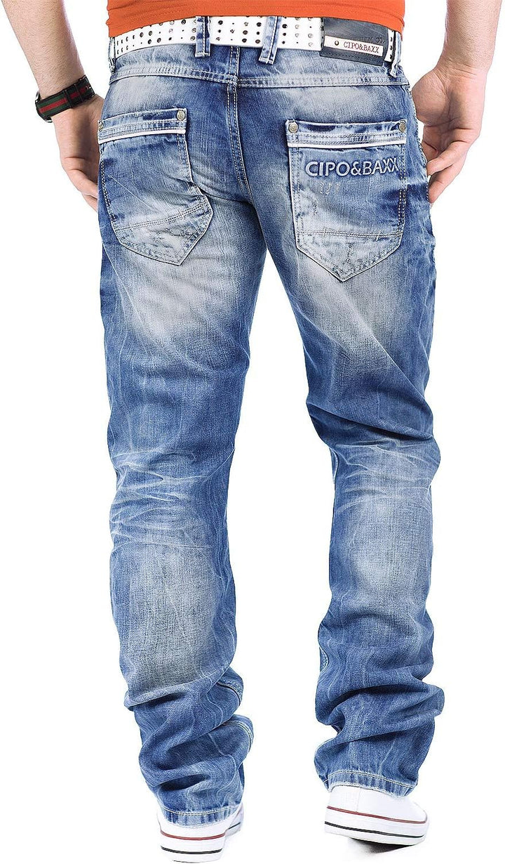 Cipo & Baxx Herren Destroyed Jeans bans 42W / 34L Blau - 21, 42W / 34L Blau - 21