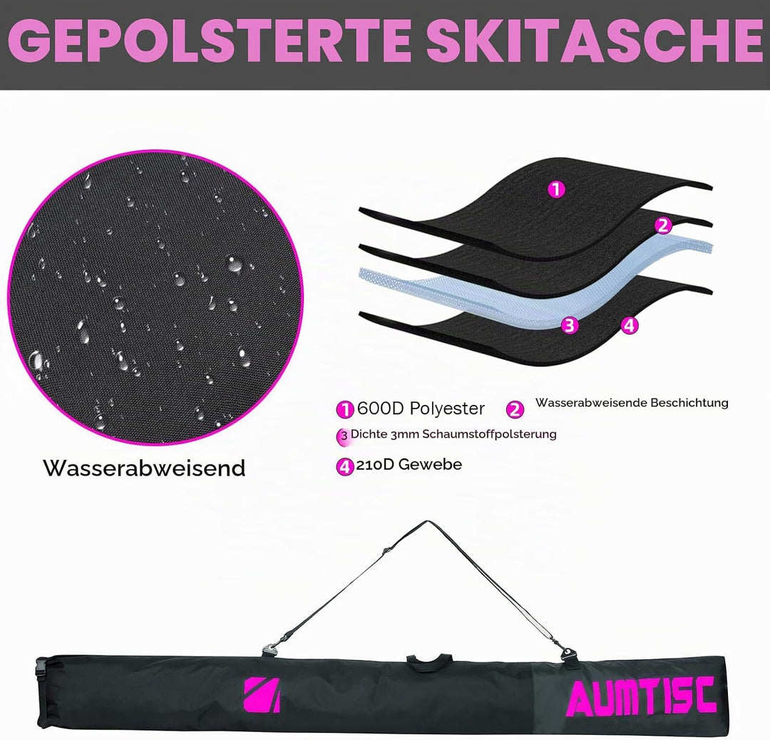AUMTISC Skitasche und Skischuhtasche Combo - Skitaschen für Flugreisen - gepolsterte Schneeskitasche