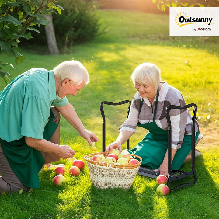 Outsunny 2 in 1 Garten Kniebank Kniepolster Stützbank Faltbarer Knieschoner Grau Ohne Werkzeugtasche