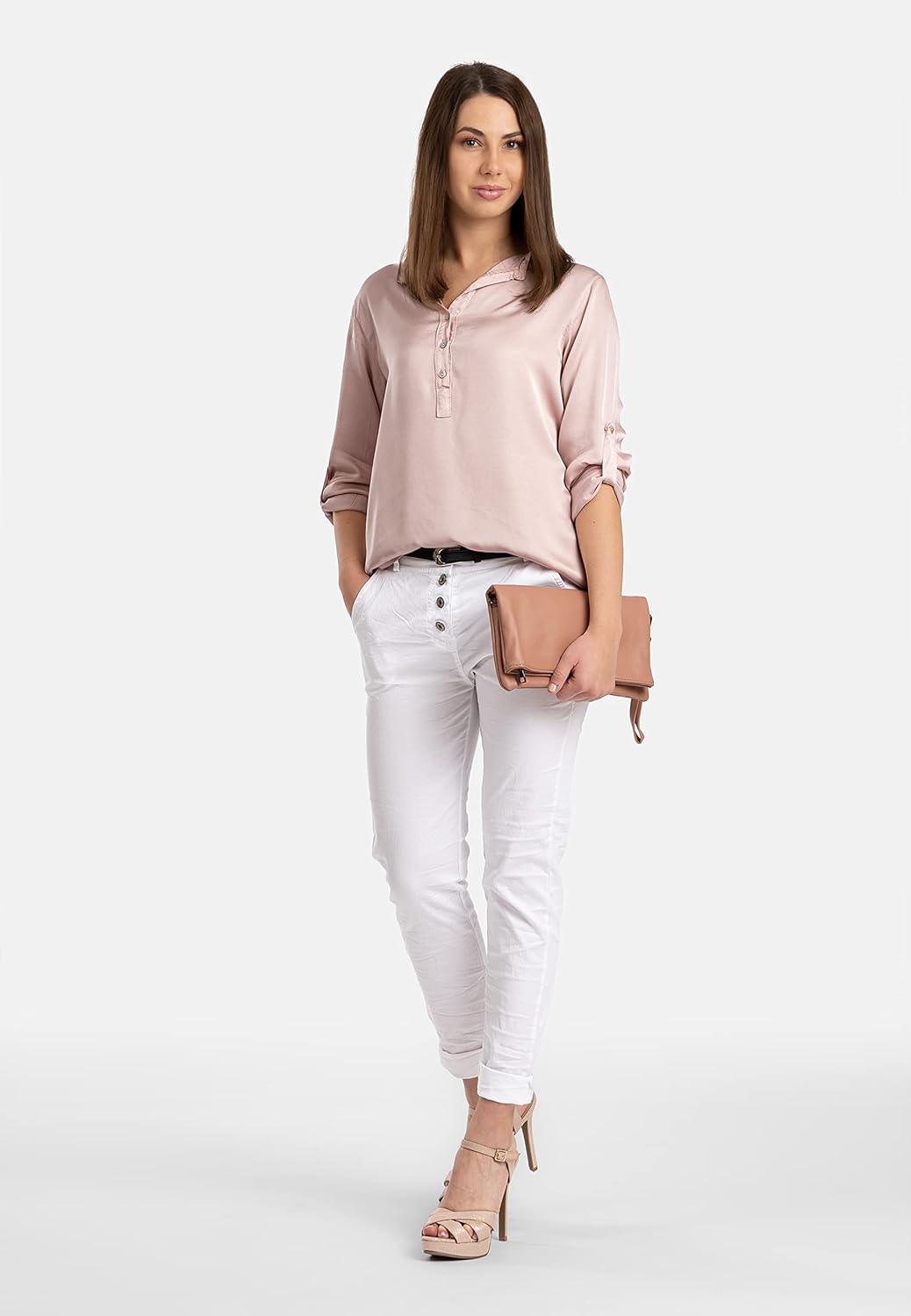 Caspar TA392 elegante Damen Briefumschlag Clutch Tasche Abendtasche Einheitsgrösse Altrosa, Einheits