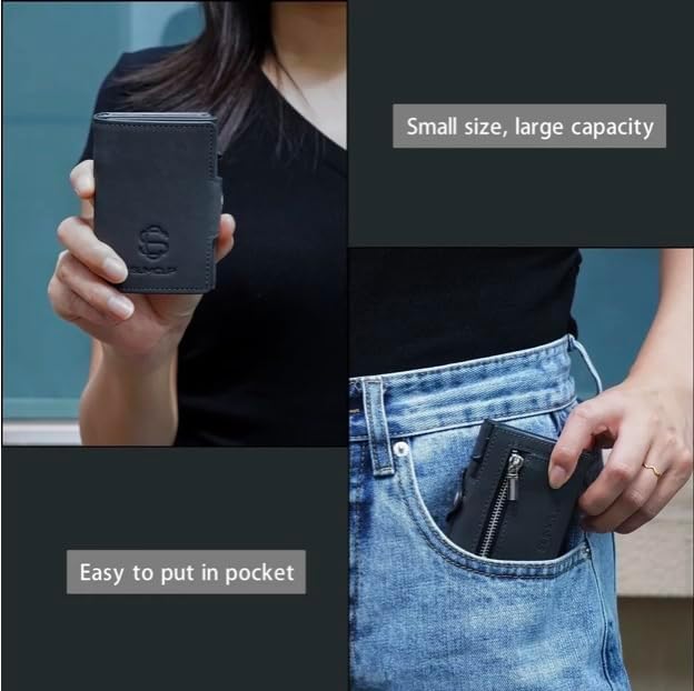 SLIMCLIP Geldbörse Kreditkartenetui RFID Schutz Crazy Horse Leder Damen Herren Geldbeutel Smart Wall