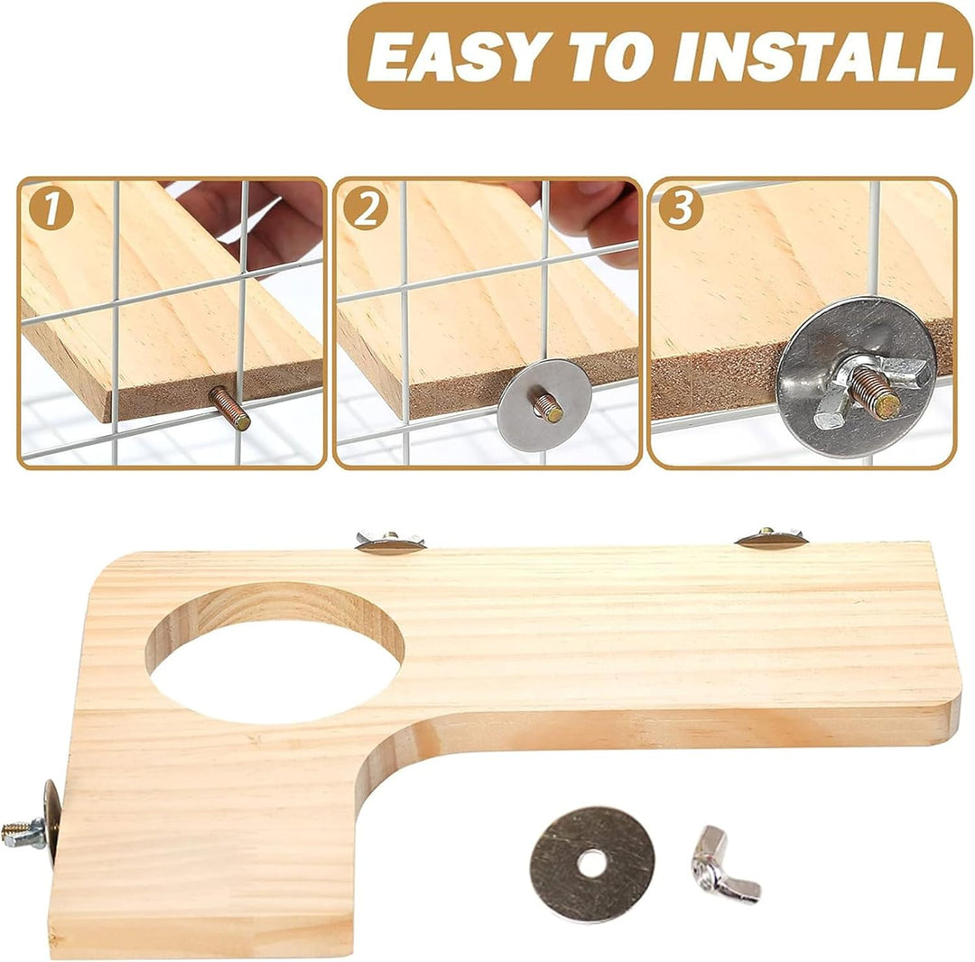 Hamster Zubehör aus Holz 5PCS Set für Kleintier Plattform Käfig, DIY Dekor Braun, Braun
