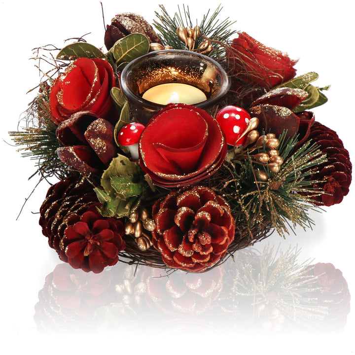 COM-FOUR® Teelichthalter - dekorativer Kerzenständer für Weihnachten und Herbst - Kerzenhalter mit n