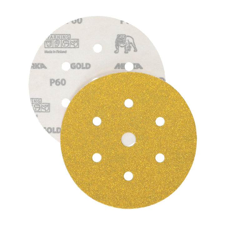 Mirka Gold Universal-Schleifpapier Ø 150mm Klett 7-Loch, Korn P60, 50 Stk / Zum Schleifen von Gips,