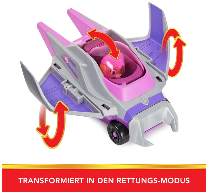 PAW PATROL, Aqua Pups - Basis Fahrzeug Spielzeugauto im Rochen-Design mit Skye Welpenfigur, Spielzeu