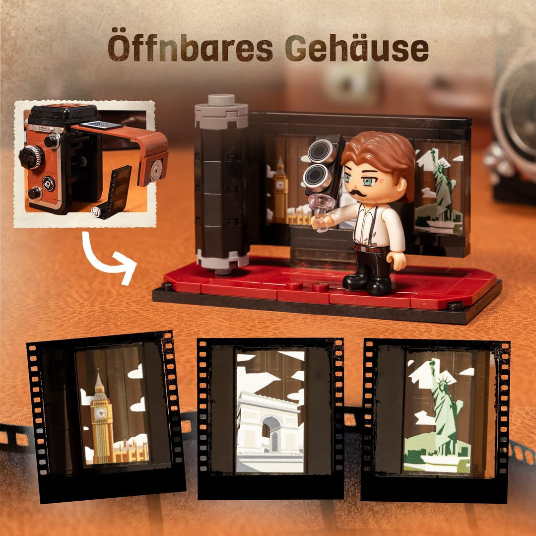 PANTASY Retro Kamera Klemmbaustein-Set für Erwachsene, Klassische Twin-Lens-Reflex Kamera Modell mit