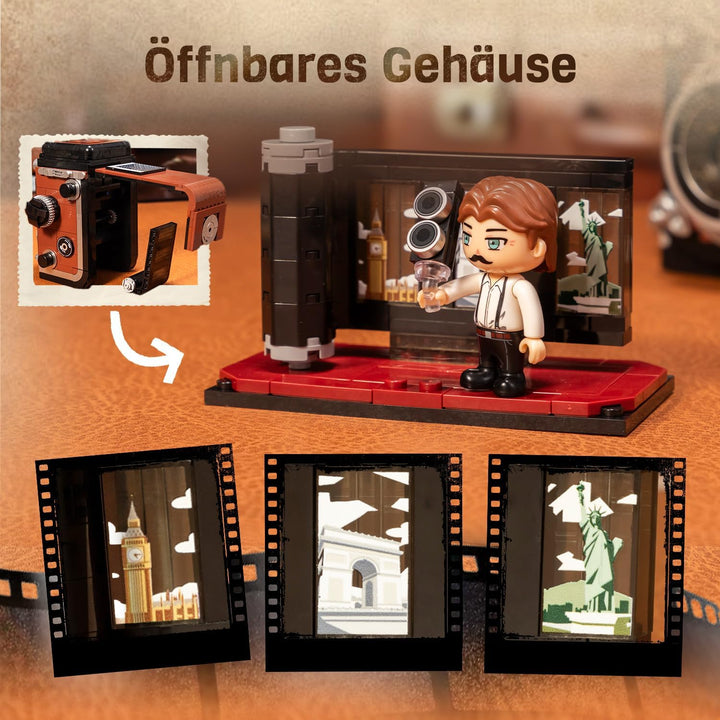 PANTASY Retro Kamera Klemmbaustein-Set für Erwachsene, Klassische Twin-Lens-Reflex Kamera Modell mit