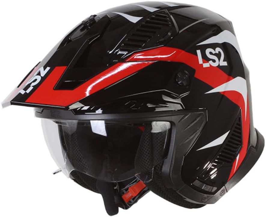 LS2, Jet modularhelme motorrad DRIFTER Triality Red 2206, M M Red black, M Red black