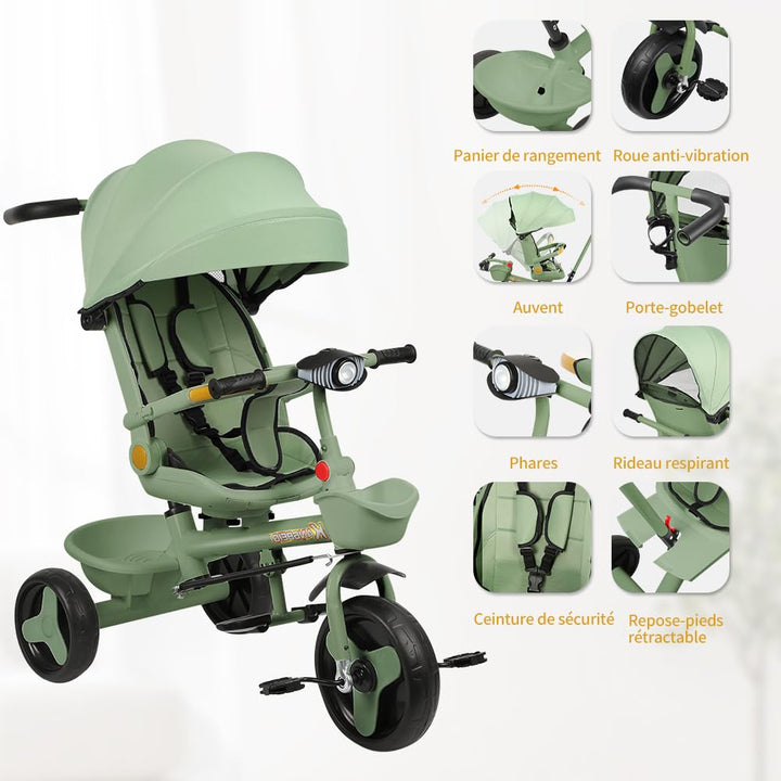 Kompakter Kinderwagen – bis 25 kg, neigbar, faltbar, mit Getränkehalter, Regenschutz, Sonnenblende (