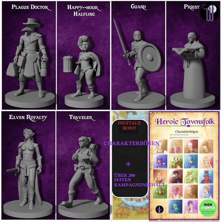 29 Heroische Stadtbewohner Fantasy Miniaturen für D&D - Dungeons and Dragons Starterset - Unlackiert