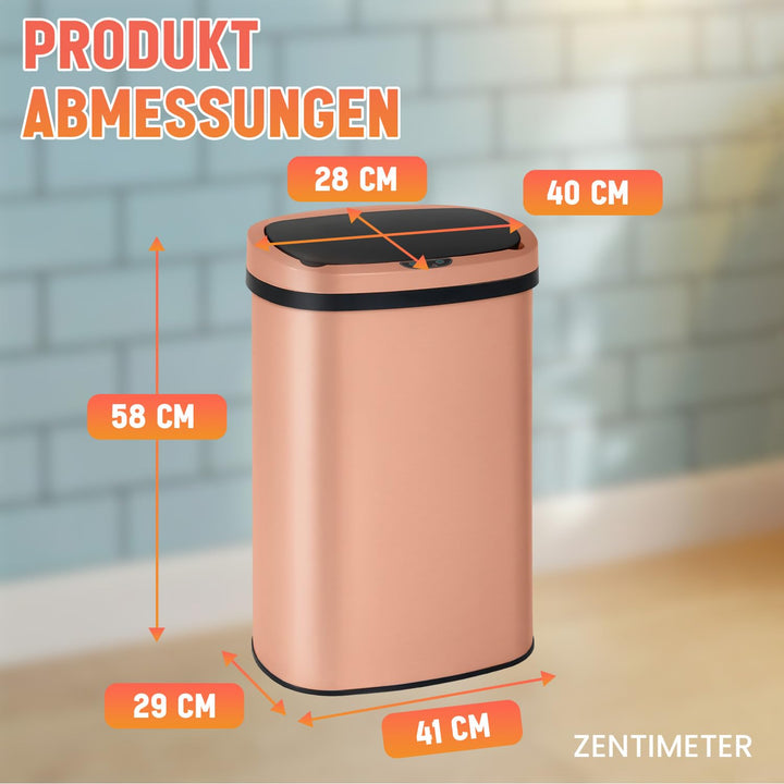 FDW Mülleimer mit Sensor & Deckel, Edelstahl, 50 L Küchenmülleimer, Smart, Automatisch, Berührungslo