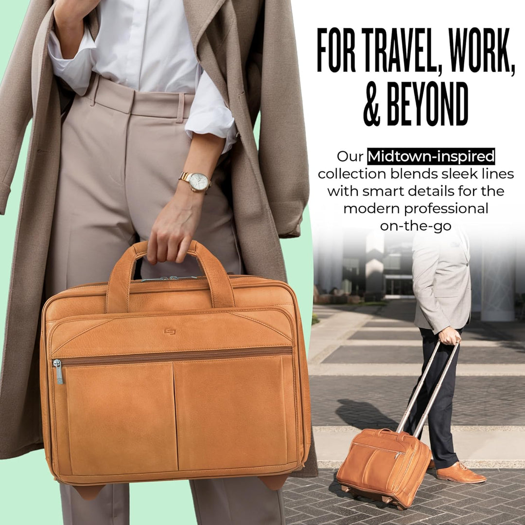 Solo Walker 15,6 Zoll Roll-Laptoptasche, Einheitsgrösse, Walker Leder Rolling Laptop Tasche, hautfar