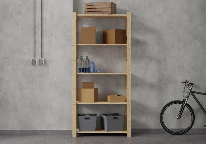 Lenmar Serie B Holzregal, Kiefer, Holz, Hellbeige, B-22 170 x 70 x 40 cm, 5 Böden, Bücherregal, Holz