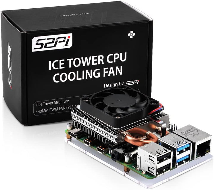 GeeekPi Raspberry Pi Kühlventilator, ultradünner ICE Tower Kühler, PWM Kühler mit Kühlkörper für Ras