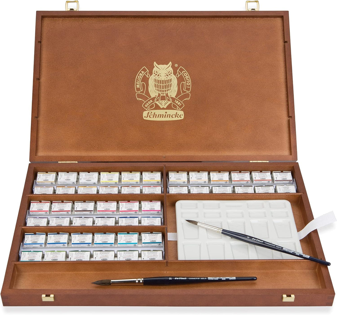 Schmincke – HORADAM AQUARELL Premium Farbkasten mit 47 feinsten Aquarellfarben, Porzellanpalette, 2