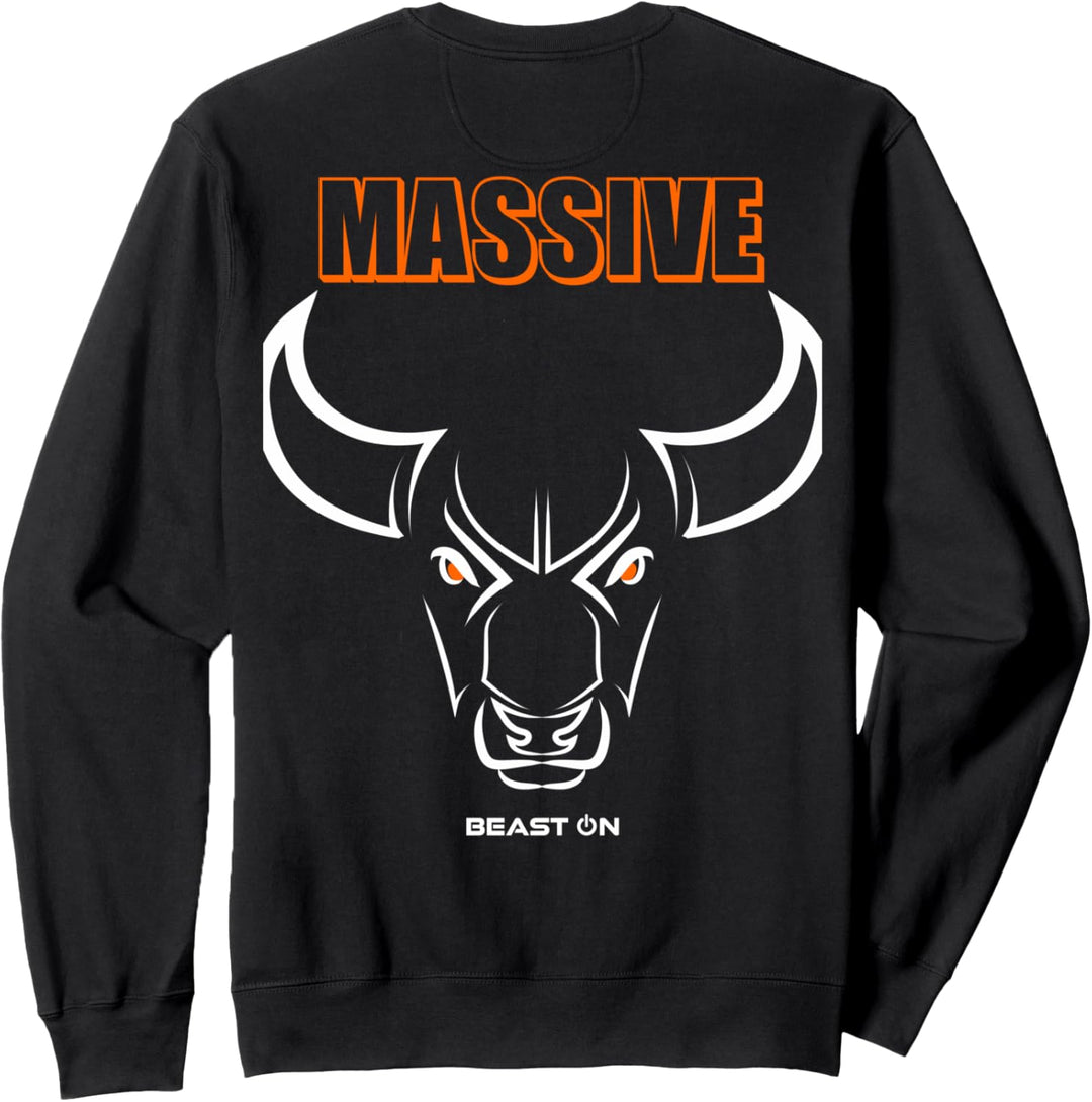 Massive Bulle Kopf Orange Rücken Motiv Gym Workout Fitness Sweatshirt