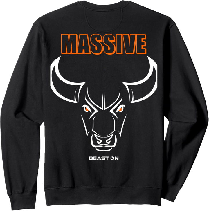 Massive Bulle Kopf Orange Rücken Motiv Gym Workout Fitness Sweatshirt