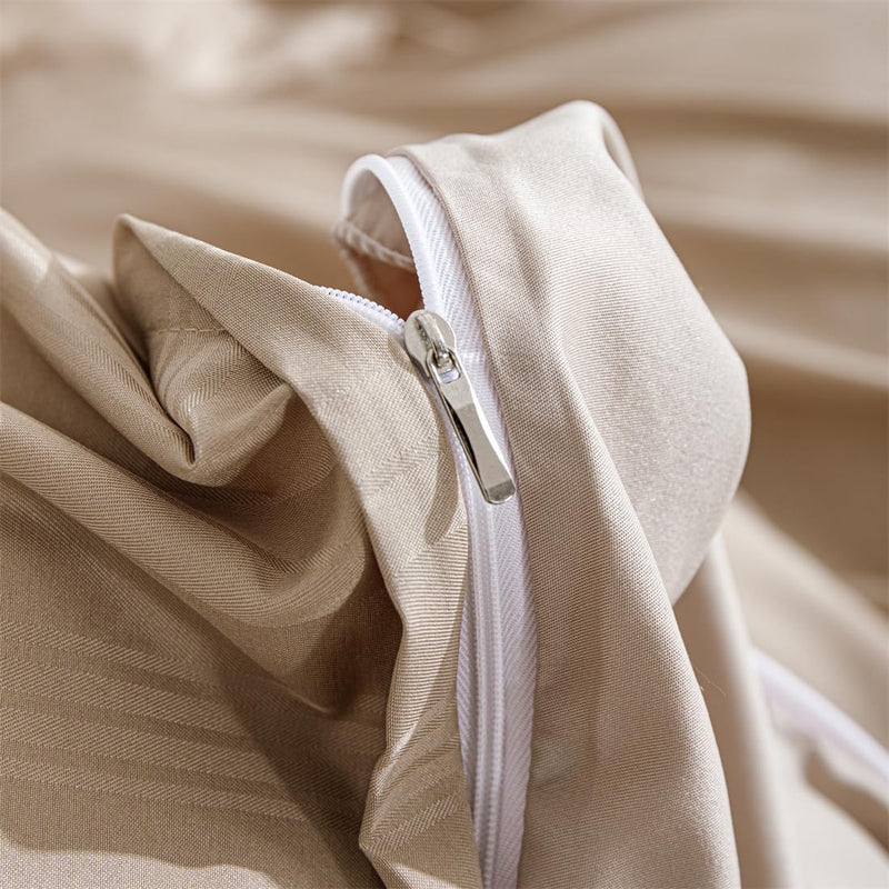 Luofanfei Satin Bettwäsche 135x200cm Beige Gold Braun Glänzend Glanzsatin Seiden Bettwäsche Set Gest