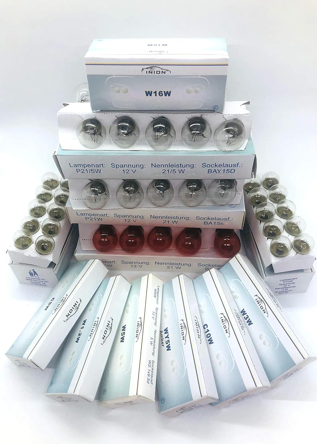 INION 120x Stück KFZ Beleuchtung Set 12V Glühlampe Autolampen Zugelassen (120x Stück SET), 120x Stüc
