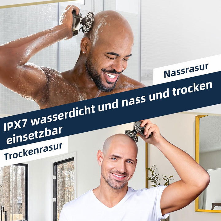 Rasierer Herren Elektrisch, 7 in 1 Elektrorasierer Herren mit 7 Rotierende Scherköpfe, IPX7 Wasserdi