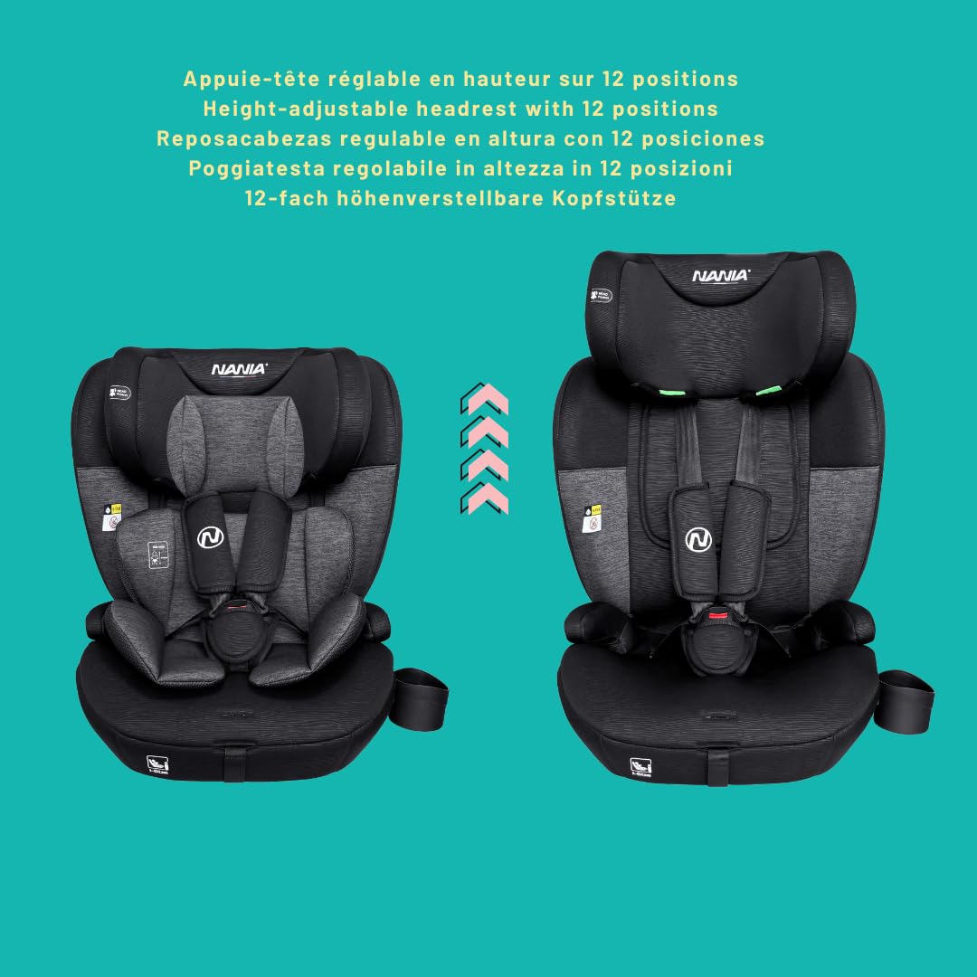 Nania Milano Kinderautositz Isofix, skalierbar 76-150 cm, von 9 bis 36 kg, 15 Monate bis 12 Jahre, v