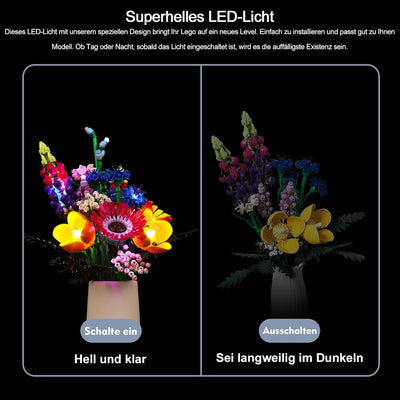 Led Licht Set für Lego Wildblumenstrauss-Set, Led Beleuchtungs Set für Lego Icons Wildflower Bouquet