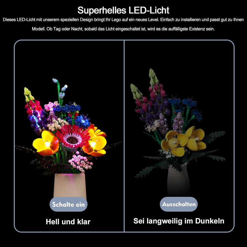 Led Licht Set für Lego Wildblumenstrauss-Set, Led Beleuchtungs Set für Lego Icons Wildflower Bouquet