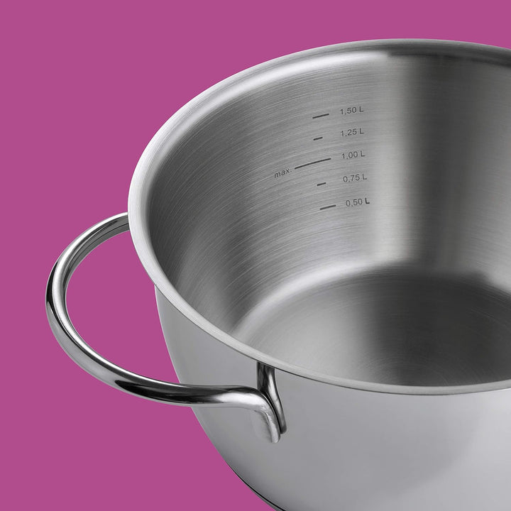 Rohe Fonduetopf Fiona aus Edelstahl hergestellt, mit einem Volumen von: 2,20 l, in der Grösse: 18cm,