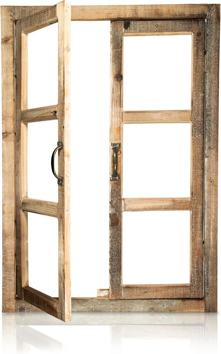 Deko Vintage Stallfenster im Landhausstil mit Rahmen und 2 Fensterflügeln - Deko Fenster zum Hängen