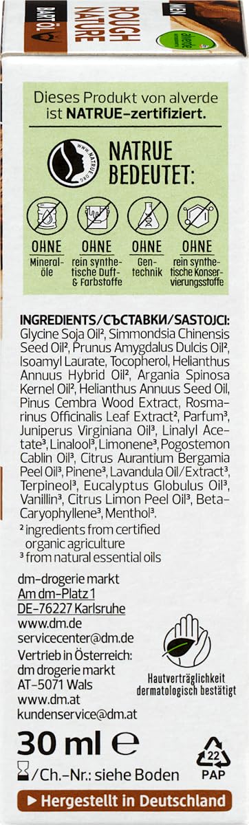 alverde NATURKOSMETIK 3er-Set Hautpflege: MEN Bartöl ROUGH NATURE kräftigt & pflegt Barthaar ohne zu